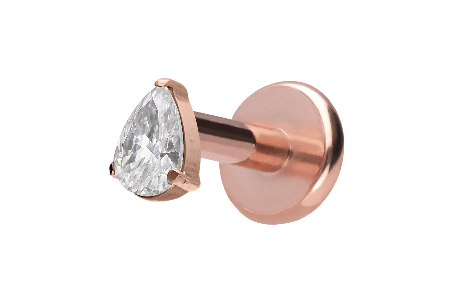 Titan Labret Piercing mit Push Fit KRISTALLTROPFEN